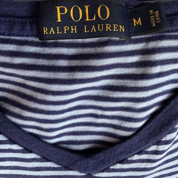 Polo Ralph Lauren Striped Navy & Blue short sleeve T-Shirt Size M - Picture 5 of 8
